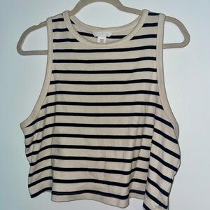 H&M Black and White Crop Muscle Tee